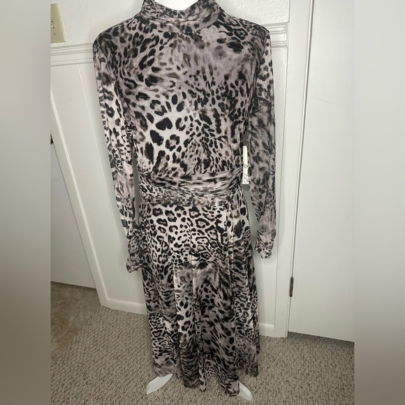 Eliza J Leopard Print Long Sleeve Dress size 14 new with tag - Picture 4 of 13